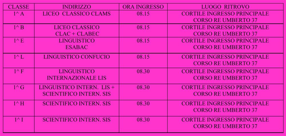 Comunicazione orari inizio anno scolastico 2023-24